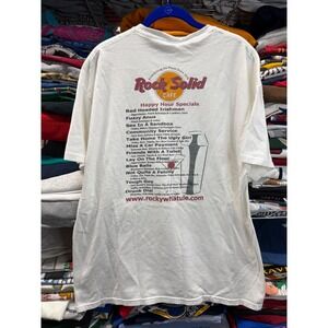 Rock Solid Cafe Vintage Graphic T Shirt Mens XL White Happy Hour Specials Hanes
